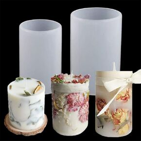 2 Pack Cylinder Mold Candle Flower Mold Table Decoration Resin Mold Round Candle Mold 3D Cylinder Candle Mold Chocolate Mold Silicone Mold for Resin Candle Mold Handmade Candle Mold Cylinder Mold