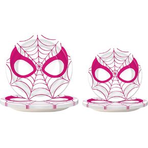 Hbavfihnbg Ghost Spider Birthday Party Supplies - 32Pcs Pink Spider Plates for Spider Girl Party Supplies in Kuwait