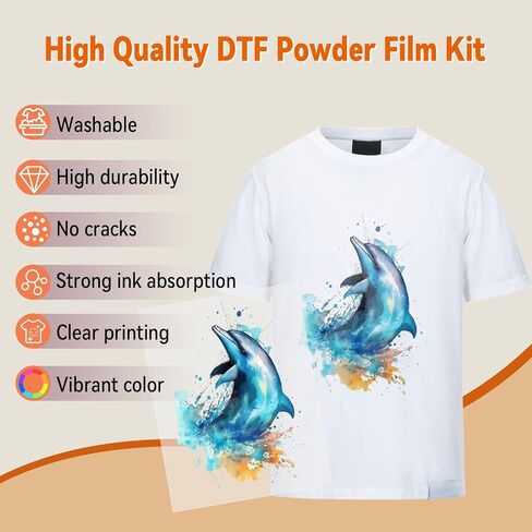 فيلم نقل DTF - فيلم DTF من الفينيل الرئيسي للتسامي، 30 قطعة من ورق نقل DTF مع مسحوق DTF، مناسب لطابعات التسامي أو DTF، لجميع القمصان والأقمشة in Kuwait