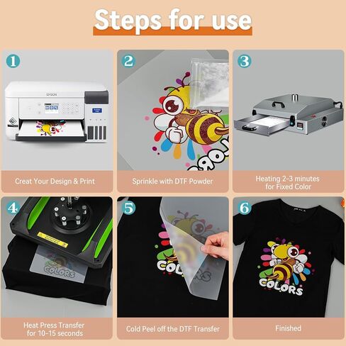 فيلم نقل DTF - فيلم DTF من الفينيل الرئيسي للتسامي، 30 قطعة من ورق نقل DTF مع مسحوق DTF، مناسب لطابعات التسامي أو DTF، لجميع القمصان والأقمشة in Kuwait