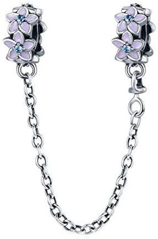 Safety Chain Charm 925 Sterling Silver Stopper Heart Angel Lock Clip Beads Women DIY Jewelry fit Pandora Charms Bracelet & Necklace (Angel Wings Safety Chain) in Saudi Arabia