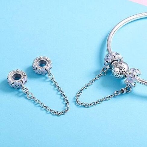 Safety Chain Charm 925 Sterling Silver Stopper Heart Angel Lock Clip Beads Women DIY Jewelry fit Pandora Charms Bracelet & Necklace (Angel Wings Safety Chain) in Saudi Arabia