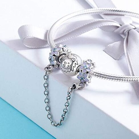 Safety Chain Charm 925 Sterling Silver Stopper Heart Angel Lock Clip Beads Women DIY Jewelry fit Pandora Charms Bracelet & Necklace (Angel Wings Safety Chain) in Saudi Arabia