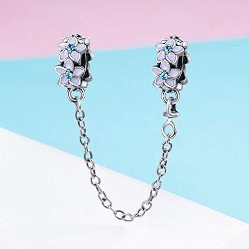 Safety Chain Charm 925 Sterling Silver Stopper Heart Angel Lock Clip Beads Women DIY Jewelry fit Pandora Charms Bracelet & Necklace (Angel Wings Safety Chain) in Saudi Arabia