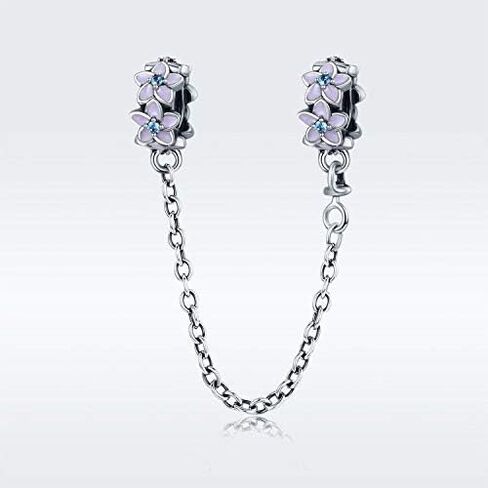 Safety Chain Charm 925 Sterling Silver Stopper Heart Angel Lock Clip Beads Women DIY Jewelry fit Pandora Charms Bracelet & Necklace (Angel Wings Safety Chain) in Saudi Arabia