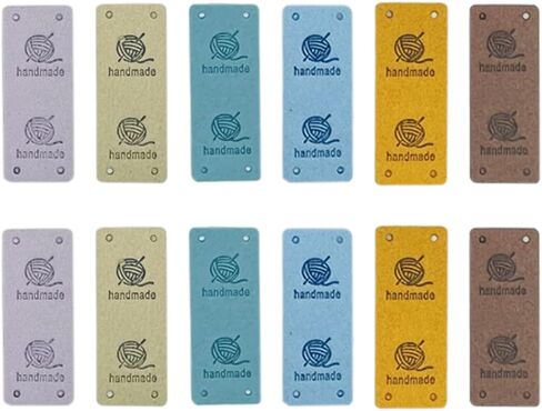 Juland PU ملصق جلدي 30 قطعة ملابس مصنوعة يدويًا منقوشة بعلامة تزيين متماسكة DIY إكسسوارات لحقائب الجينز وقبعة الأحذية - 2 × 5 سم - 6 أنماط in Kuwait