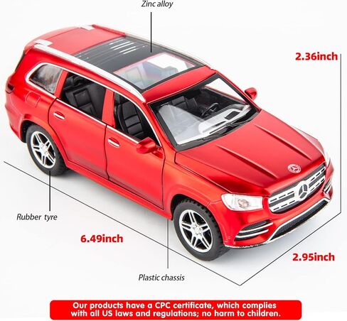 بيد تاكت متوافقة مع سيارة بنز GLS580 بمقياس 1:32، لعبة سيارة لعبة من خليط معدني من الزنك مع صوت وضوء للاطفال الاولاد والبنات باللون الاحمر in Kuwait