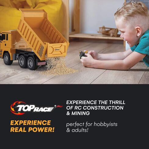 لعبة شاحنة قلابة تعمل بالتحكم عن بعد من توب ريس، ألعاب هدايا شاحنة قلابة RC لعمر 8،9،10،11 سنة وما فوق، 6 قنوات ألعاب بناء شاحنات قلابة للتحكم عن بعد للأولاد TR-122 in Kuwait