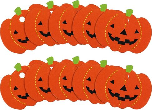 100 Pieces Halloween Pumpkin Gift Tags Paper Hanging Pumpkin Tags Pendants Christmas DIY Party Decorations with Pre Cut Holes, 1.8 x 1.4 Inches in Saudi Arabia