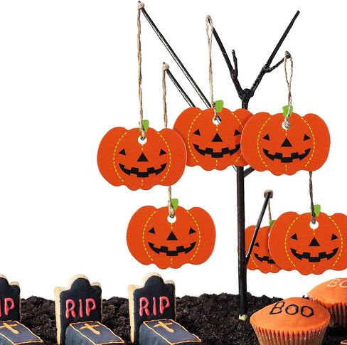 100 Pieces Halloween Pumpkin Gift Tags Paper Hanging Pumpkin Tags Pendants Christmas DIY Party Decorations with Pre Cut Holes, 1.8 x 1.4 Inches in Saudi Arabia