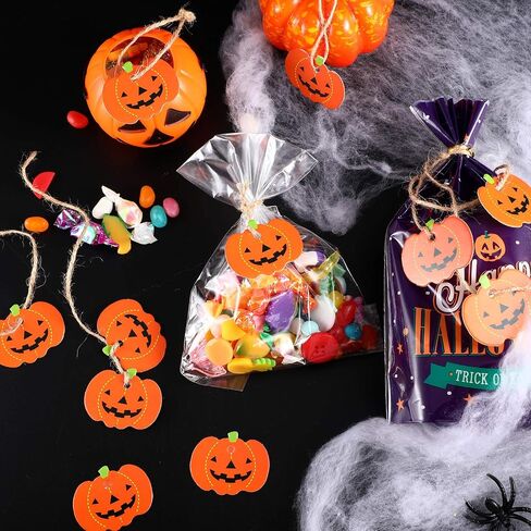 100 Pieces Halloween Pumpkin Gift Tags Paper Hanging Pumpkin Tags Pendants Christmas DIY Party Decorations with Pre Cut Holes, 1.8 x 1.4 Inches in Saudi Arabia