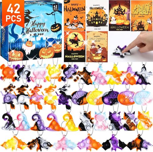 لعبة تململ البوب ​​الصغيرة للهالوين، مستلزمات حفلات الهالوين الصغيرة، مجموعة ألعاب سلسلة مفاتيح بوب صغيرة، أكياس علاج، هدايا لتخفيف التوتر، 42 قطعة in Kuwait