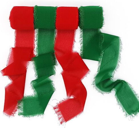 4 لفات مصنوعة يدويًا من شريط الحرير الشيفون، شريط شيفون مقاس 1.5 بوصة × 7 ياردات، أشرطة وردية وكريمية لتغليف هدايا عيد الحب، دعوات الزفاف، باقة الزفاف، مشغولات يدوية يدوية، شريط ديكور لحفلات استقبال المولود الجديد in Kuwait