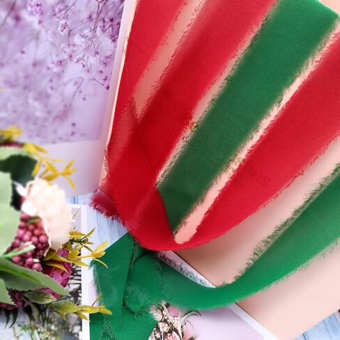 4 لفات مصنوعة يدويًا من شريط الحرير الشيفون، شريط شيفون مقاس 1.5 بوصة × 7 ياردات، أشرطة وردية وكريمية لتغليف هدايا عيد الحب، دعوات الزفاف، باقة الزفاف، مشغولات يدوية يدوية، شريط ديكور لحفلات استقبال المولود الجديد in Kuwait