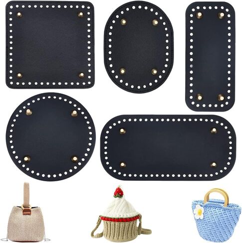 PH PandaHall 6pcs PU Leather Bag Bottom, 3 Colors 5.9" Round Bags Bottom Shaper Pad 8.6"x3.9" Oval Bag Cushion Base Bottom Shaper for DIY Knitting Crochet Bag Tote Bucket Handbag, Earthtone in Kuwait