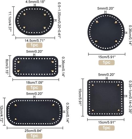 PH PandaHall 6pcs PU Leather Bag Bottom, 3 Colors 5.9" Round Bags Bottom Shaper Pad 8.6"x3.9" Oval Bag Cushion Base Bottom Shaper for DIY Knitting Crochet Bag Tote Bucket Handbag, Earthtone in Kuwait