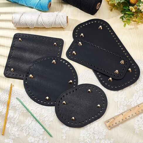 PH PandaHall 6pcs PU Leather Bag Bottom, 3 Colors 5.9" Round Bags Bottom Shaper Pad 8.6"x3.9" Oval Bag Cushion Base Bottom Shaper for DIY Knitting Crochet Bag Tote Bucket Handbag, Earthtone in Kuwait