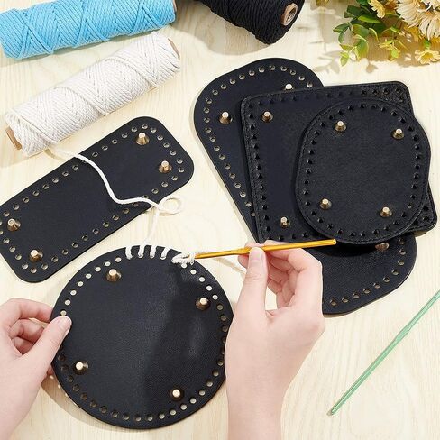 PH PandaHall 6pcs PU Leather Bag Bottom, 3 Colors 5.9" Round Bags Bottom Shaper Pad 8.6"x3.9" Oval Bag Cushion Base Bottom Shaper for DIY Knitting Crochet Bag Tote Bucket Handbag, Earthtone in Kuwait