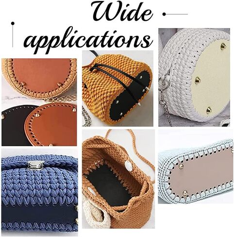 PH PandaHall 6pcs PU Leather Bag Bottom, 3 Colors 5.9" Round Bags Bottom Shaper Pad 8.6"x3.9" Oval Bag Cushion Base Bottom Shaper for DIY Knitting Crochet Bag Tote Bucket Handbag, Earthtone in Kuwait