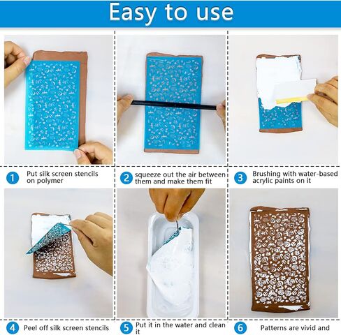 MEMOVAN Christmas Silk Screen for Polymer Clay 3Pcs Reusable Christmas Silk Screen Stencils for Polymer Clay Cutters Printing on Clay Kit for Jewelry Making Christmas Earring Decoration in Kuwait