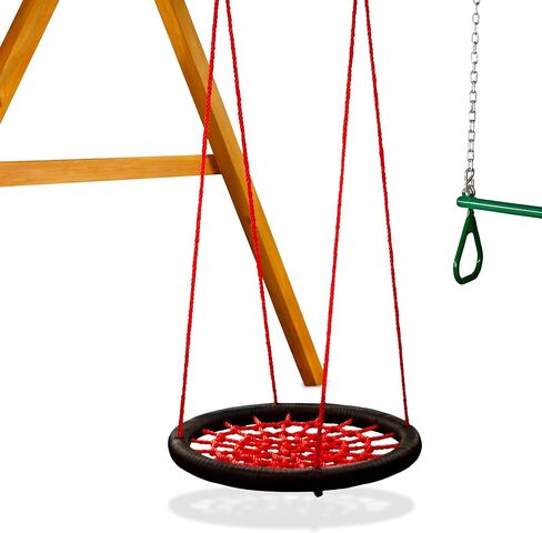 Gorilla Playsets 04-0029-BK/R Extra Large Orbit Swing, Red Netting, Black Nylon Ropes, Weight Capacity - 220 lbs in Kuwait