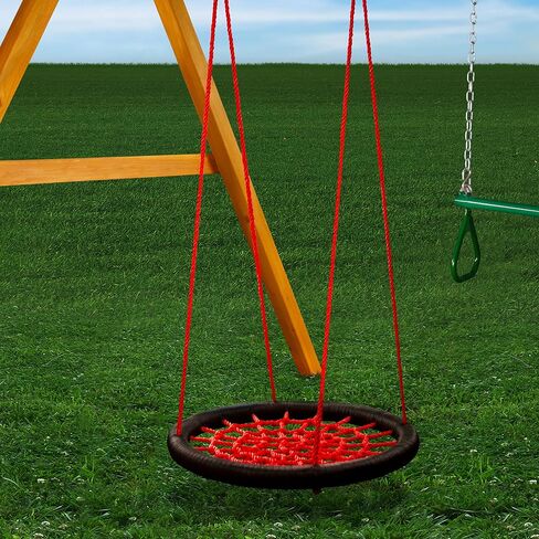 Gorilla Playsets 04-0029-BK/R Extra Large Orbit Swing, Red Netting, Black Nylon Ropes, Weight Capacity - 220 lbs in Kuwait