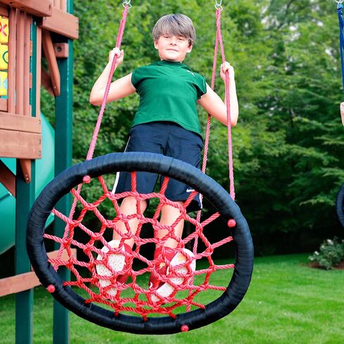 Gorilla Playsets 04-0029-BK/R Extra Large Orbit Swing, Red Netting, Black Nylon Ropes, Weight Capacity - 220 lbs in Kuwait
