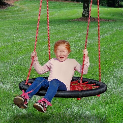 Gorilla Playsets 04-0029-BK/R Extra Large Orbit Swing, Red Netting, Black Nylon Ropes, Weight Capacity - 220 lbs in Kuwait