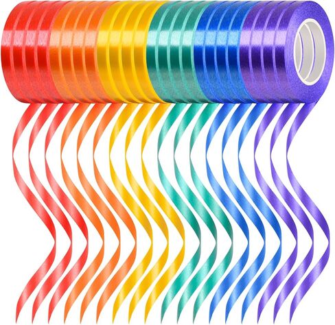 24 لفة من شريط البالونات من لاكنني، ألوان متنوعة للحرف اليدوية، وأعياد الميلاد، وعيد الحب، وحفلات الزفاف، وديكورات الحفلات، 3/16 بوصة in Kuwait