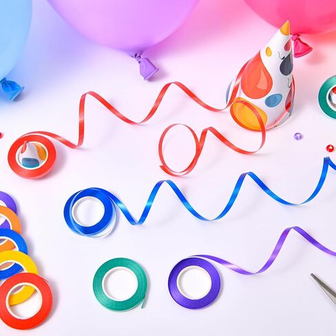 24 لفة من شريط البالونات من لاكنني، ألوان متنوعة للحرف اليدوية، وأعياد الميلاد، وعيد الحب، وحفلات الزفاف، وديكورات الحفلات، 3/16 بوصة in Kuwait