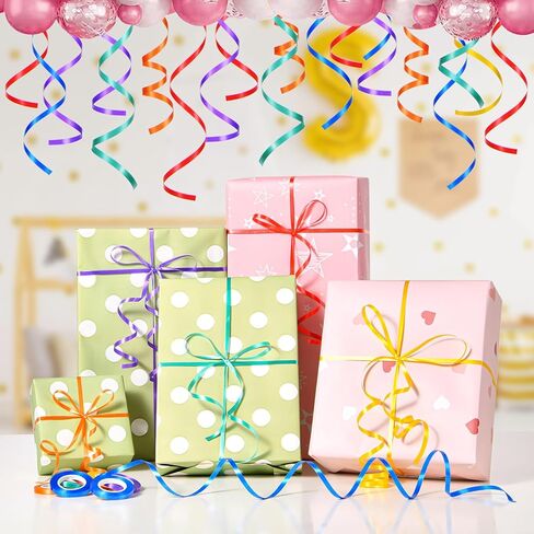 24 لفة من شريط البالونات من لاكنني، ألوان متنوعة للحرف اليدوية، وأعياد الميلاد، وعيد الحب، وحفلات الزفاف، وديكورات الحفلات، 3/16 بوصة in Kuwait