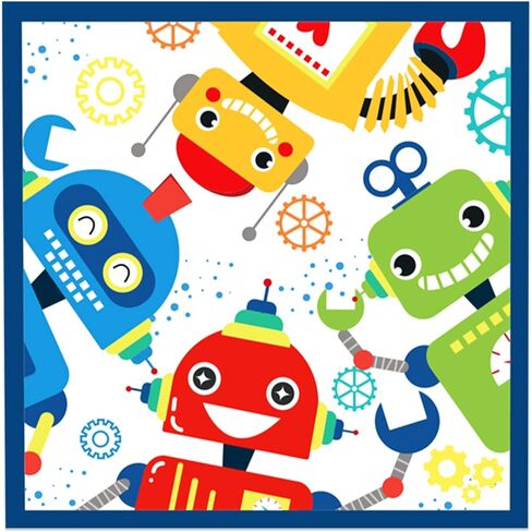 CC HOME Cartoon Robots Party Themed Party Supplies Pack Robots Party Decorations Cartoon Robots Party Pack- Serves 16 - Includes Cartoon Robots Party Plates Cups Napkins in Kuwait
