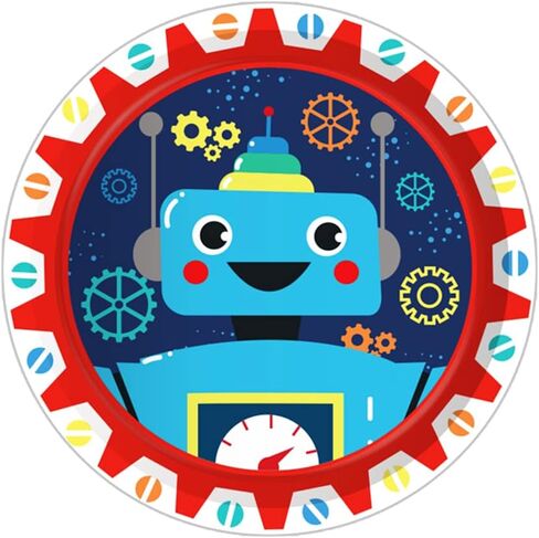 CC HOME Cartoon Robots Party Themed Party Supplies Pack Robots Party Decorations Cartoon Robots Party Pack- Serves 16 - Includes Cartoon Robots Party Plates Cups Napkins in Kuwait
