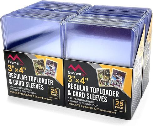 حامل بطاقات توب لودر من ايفرست بحجم 7.62 سم × 100 قطعة وأكمام شفافة لبطاقات التداول القابلة للتجميع، بطاقة رياضية، بطاقات يوجيوه (100 قيراط) in Kuwait
