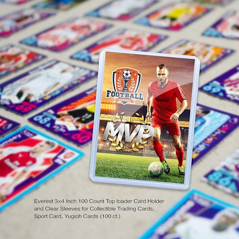 حامل بطاقات توب لودر من ايفرست بحجم 7.62 سم × 100 قطعة وأكمام شفافة لبطاقات التداول القابلة للتجميع، بطاقة رياضية، بطاقات يوجيوه (100 قيراط) in Kuwait