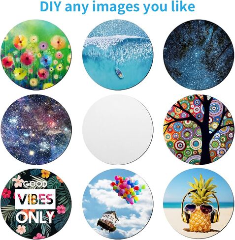 Nipichsha لوحة ماوس فارغة بالتسامي، 20 قطعة من حصيرة الماوس المطاطية المستديرة البيضاء للحرف اليدوية DIY مستلزمات مشاريع الطباعة بالنقل الحراري من الفينيل، لوحة ماوس فارغة بكميات كبيرة، 7.87 × 7.87 بوصة in Kuwait