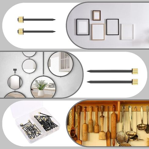 60PCS Picture Hanging Nails , 2 Sizes Small Nails for Picture Hanging Picture Frame Nails Wall Decorative Nails for Hanging Pictures Frame Kit for Claw Drywall Nails with Plastic Storage Box in Saudi Arabia