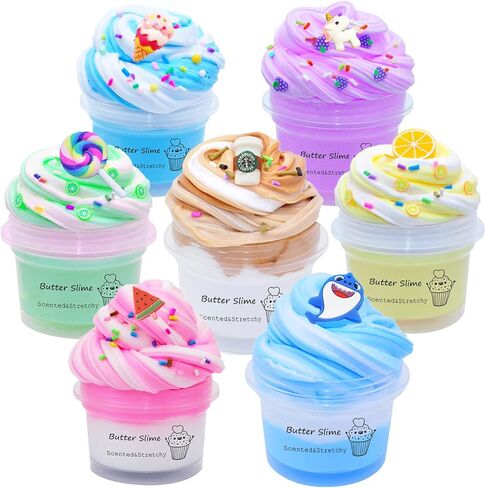 Butter Slime 7pack Party Favors, Soft and Non-Sticky, Birthday Gifts for Girl Boys, Stress Relief Slime Toy in Kuwait
