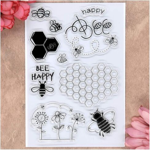 طوابع واضحة من KWELLAM BEE Happy Flowers Honeycomb لصنع البطاقات ودفتر القصاصات DIY in Saudi Arabia