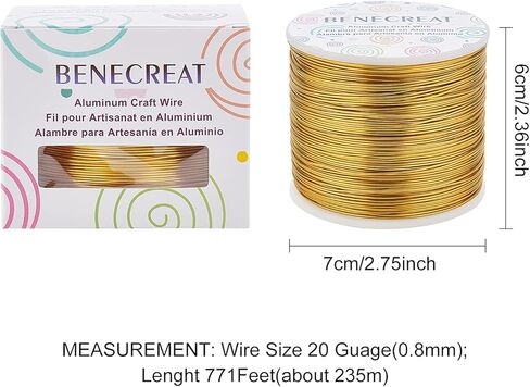 BENECREAT 754FT Matte Jewelry Craft Wire 20 Gauge Tarnish Resistant Aluminum Wire for Beading Necklace Jewelry Making, Coconut Brown in Saudi Arabia