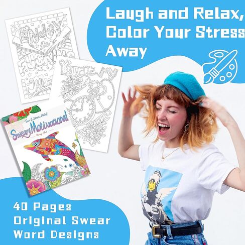 كتب تلوين للكبار تحفيزية من Elfew للنساء، كتاب تلوين مضحك للبالغين مع اقتباسات تحفيزية، تخفيف التوتر والقلق لدى البالغين والاسترخاء، هدية ملهمة للنساء والبالغين والمراهقين in Kuwait