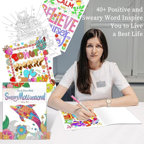 كتب تلوين للكبار تحفيزية من Elfew للنساء، كتاب تلوين مضحك للبالغين مع اقتباسات تحفيزية، تخفيف التوتر والقلق لدى البالغين والاسترخاء، هدية ملهمة للنساء والبالغين والمراهقين in Kuwait