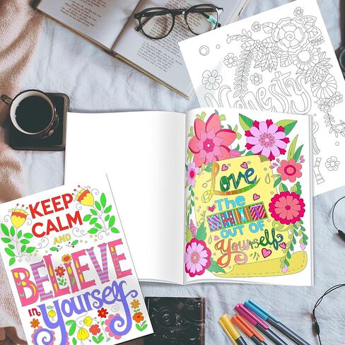 كتب تلوين للكبار تحفيزية من Elfew للنساء، كتاب تلوين مضحك للبالغين مع اقتباسات تحفيزية، تخفيف التوتر والقلق لدى البالغين والاسترخاء، هدية ملهمة للنساء والبالغين والمراهقين in Kuwait