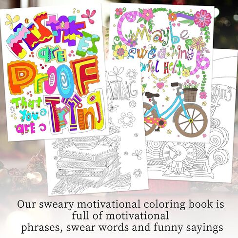 كتب تلوين للكبار تحفيزية من Elfew للنساء، كتاب تلوين مضحك للبالغين مع اقتباسات تحفيزية، تخفيف التوتر والقلق لدى البالغين والاسترخاء، هدية ملهمة للنساء والبالغين والمراهقين in Kuwait