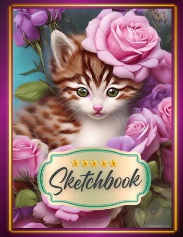 Sketchbook: Blank Paper Drawing Pad for Boys and Girls to Practice Sketching and Doodling, Jumbo Sized Pages for Doodles Pad for Kids, Teens, Women ... Cute Pink Floral Kitty Cat Cover 8.5x11 in Saudi Arabia