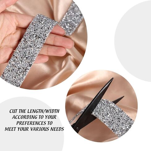 6 Yards Self-Adhesive Bling Crystal Rhinestone Ribbon 3 cm/ 1.18 Inch Wide Sparkling Rhinestone Ribbon Mesh Wrap Crystal Roll for Arts and Crafts DIY Event Decorations, Silver in Saudi Arabia
