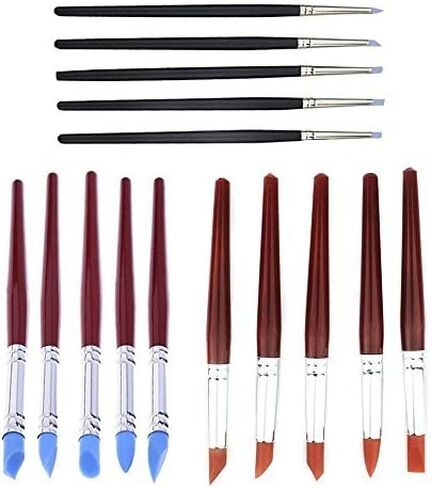 اسايو 15 قطعة من ادوات تشكيل الصلصال والمسح، فرش طلاء بطرف مطاطي، ادوات نحت لتشكيل الطين الفخار للتشكيل والشغف in Kuwait