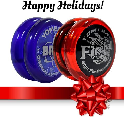 Yomega 2 Legendary Spinners The Original Yoyo with A Brain and Fireball Transaxle Yo-Yo for All Level String Trick Play + 5 Extra Strings (Fireball Red/Black-Brain Blue) in Saudi Arabia