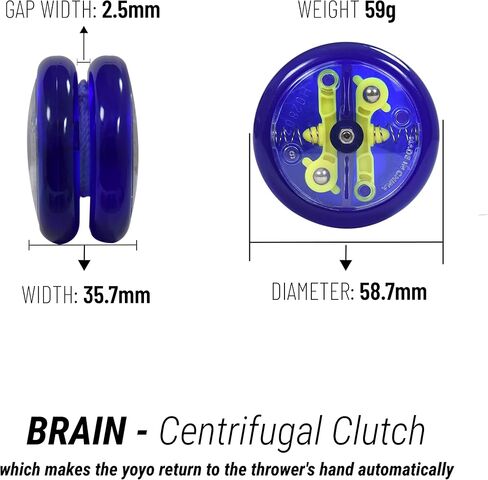 Yomega 2 Legendary Spinners The Original Yoyo with A Brain and Fireball Transaxle Yo-Yo for All Level String Trick Play + 5 Extra Strings (Fireball Red/Black-Brain Blue) in Saudi Arabia