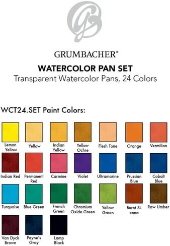 مجموعة الوان مائية شفافة من جرامباخر، 12 لون وفرشاة in Kuwait